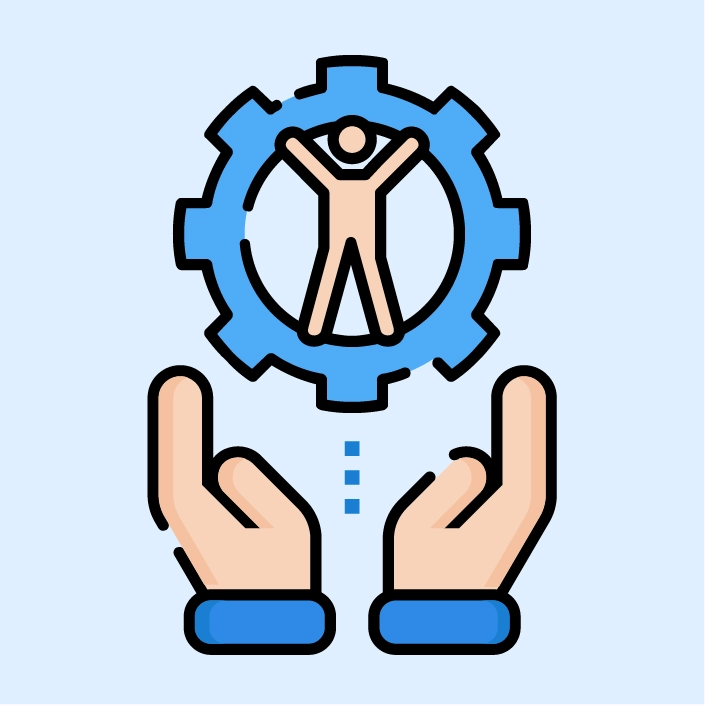 Icons for brain, heart, and hand, representing holistic skill development.